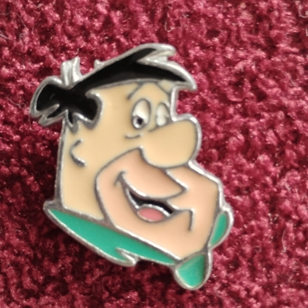 FRED FLINTSTONE Button Cover 1994 Colorful Enamel on Metal Retro Fun